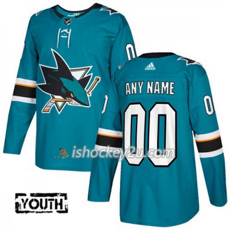Børn NHL San Jose Sharks Tilpasset Adidas 2017-2018 Teal Authentic